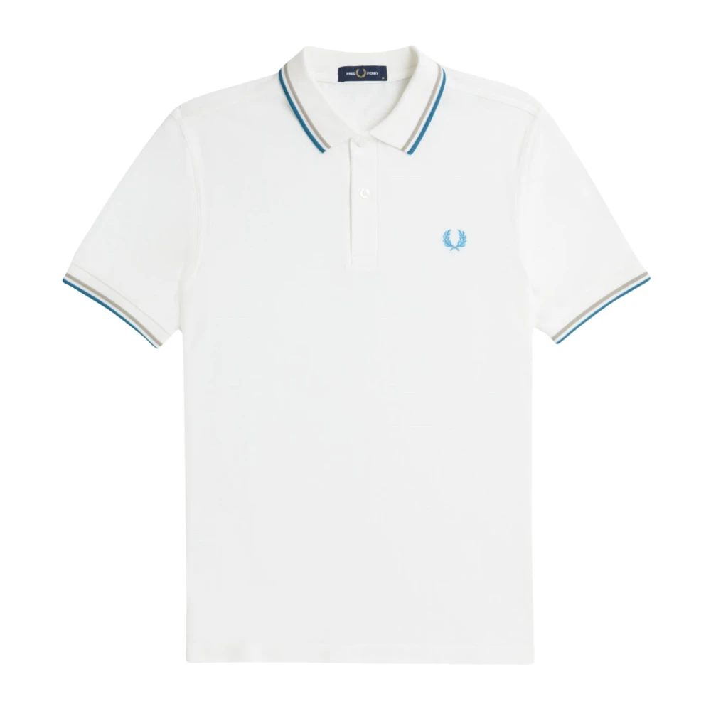 Fred Perry Twin Tipped Polo i Ocean White, Herr