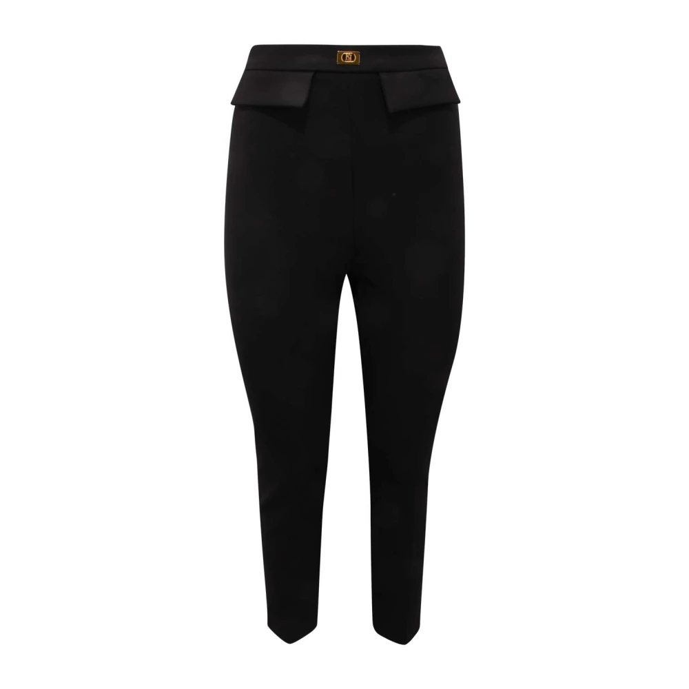 Elisabetta Franchi Black Pa-077-51E2 Slim Trousers - Female - Slim-Fit Trousers - M - Trousers