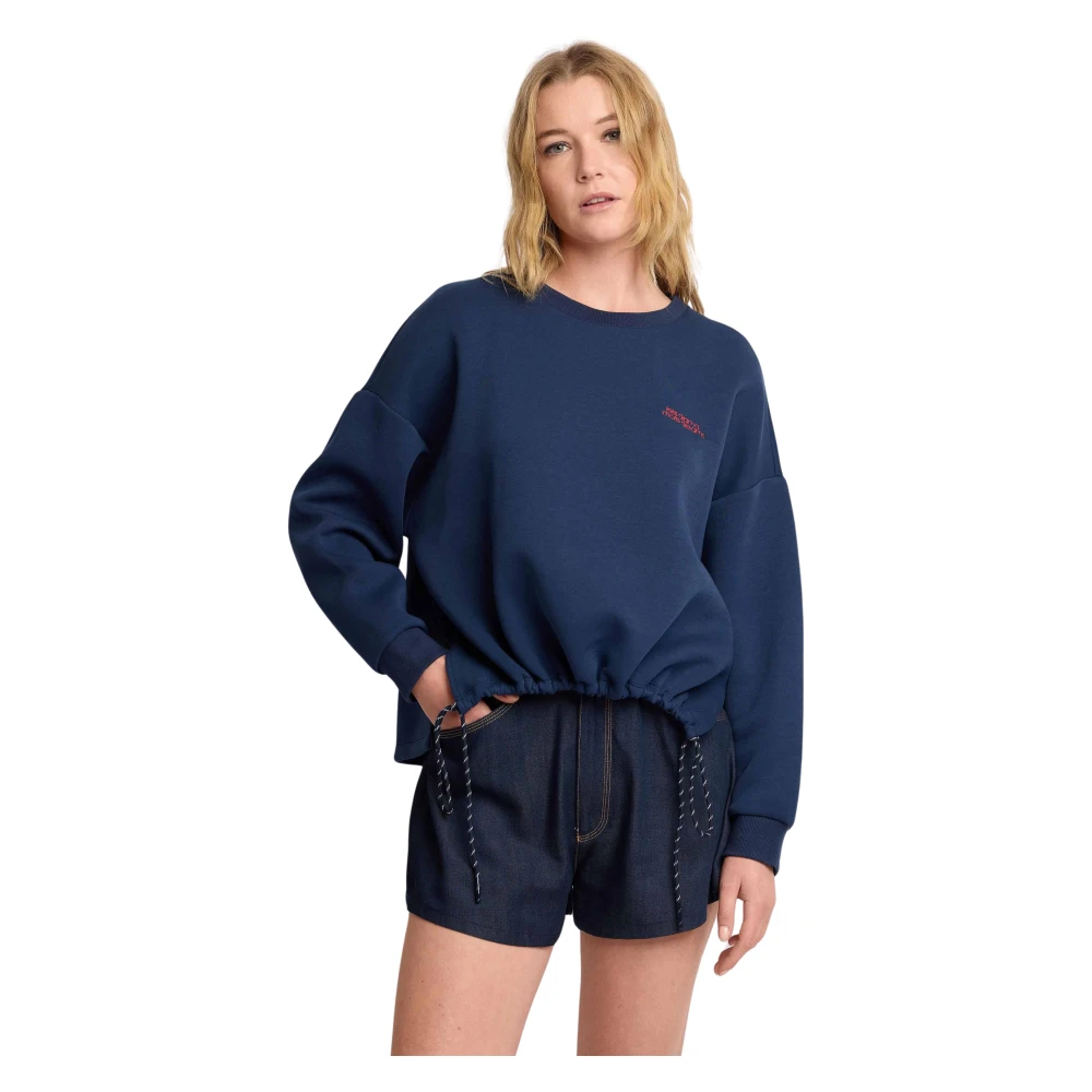 Kocca Women's Blue Sweatshirts, S, Felpa Con Stampa E Coulisse
