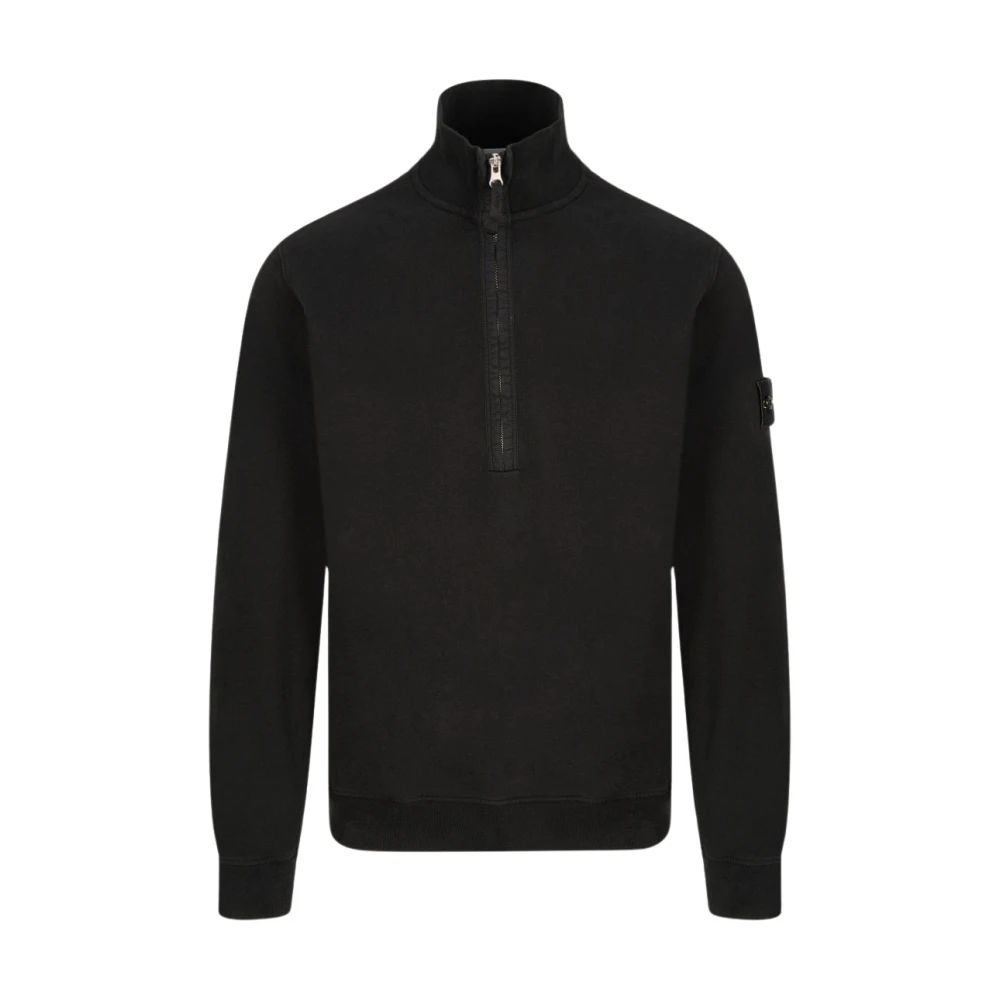 Stone Island , Turtlenecks, Male, Black, S, Quarter Zip 6100068 Sweatshirt