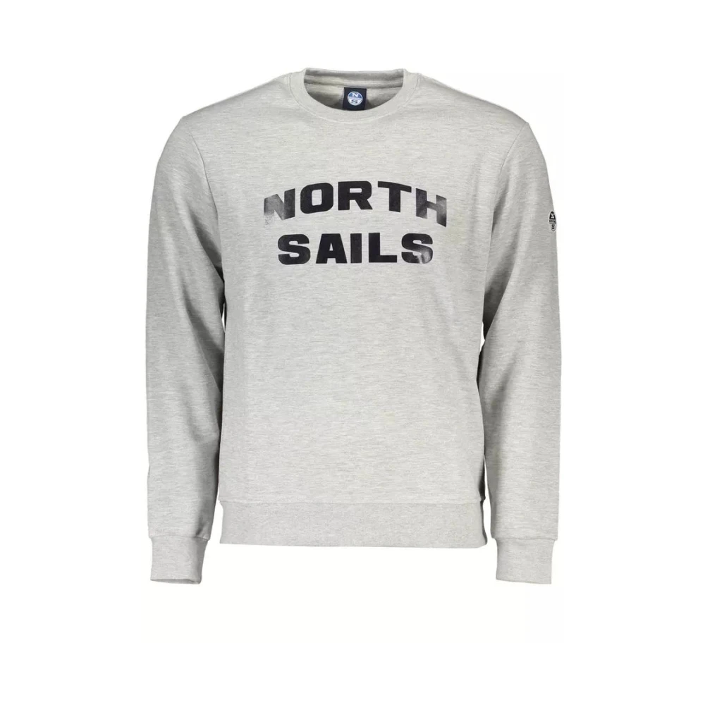 North Sails Men's Gray Sweatshirts, M, Elegant Round Neck Sweatshirt