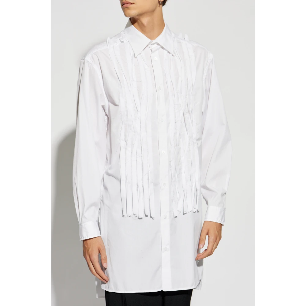 Y-3 Lange geplooide overhemd White Heren