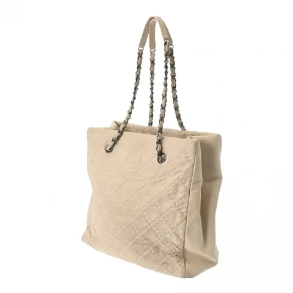 Chanel Vintage Pre-owned Leather totes Beige Dames