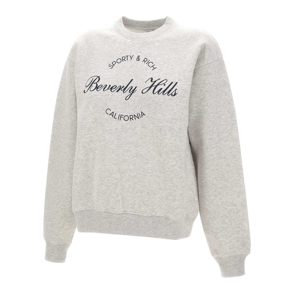 Sporty & Rich Women's Gray Sweatshirts, Xs, Beverly Script Crewneck