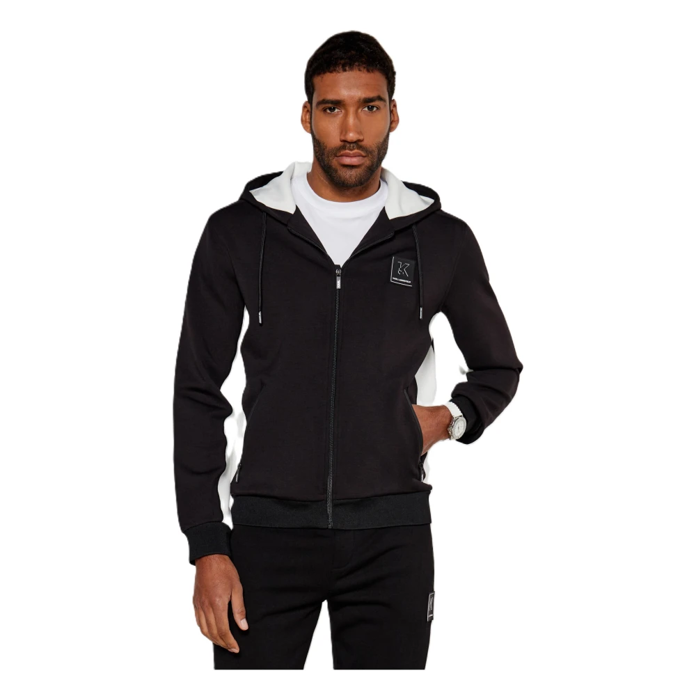 Karl Lagerfeld Zwarte sportjas met contrasterende accenten Black Heren
