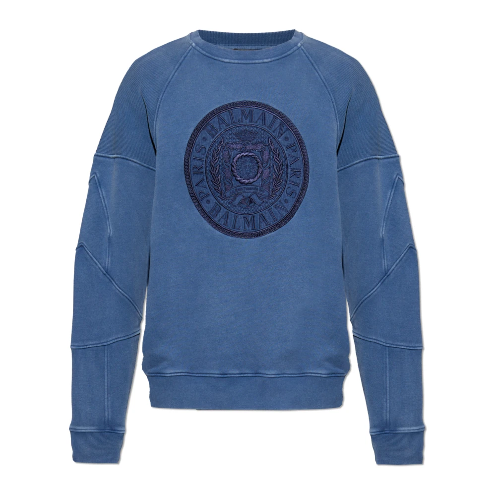 Balmain Sweatshirt met geborduurd logo Blue Heren