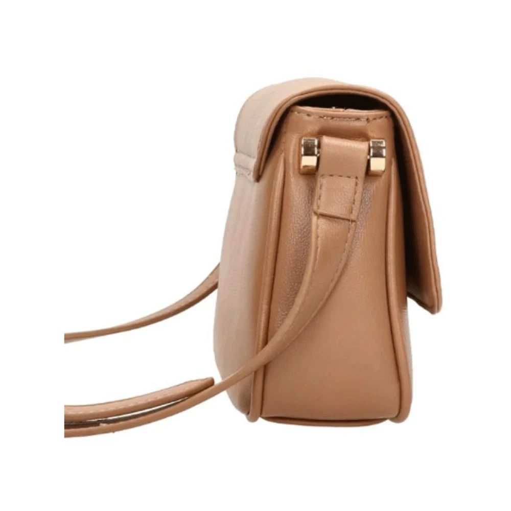 Valentino by Mario Valentino Beige Rechthoekige Handtas met Gouden Inscriptie Beige Dames