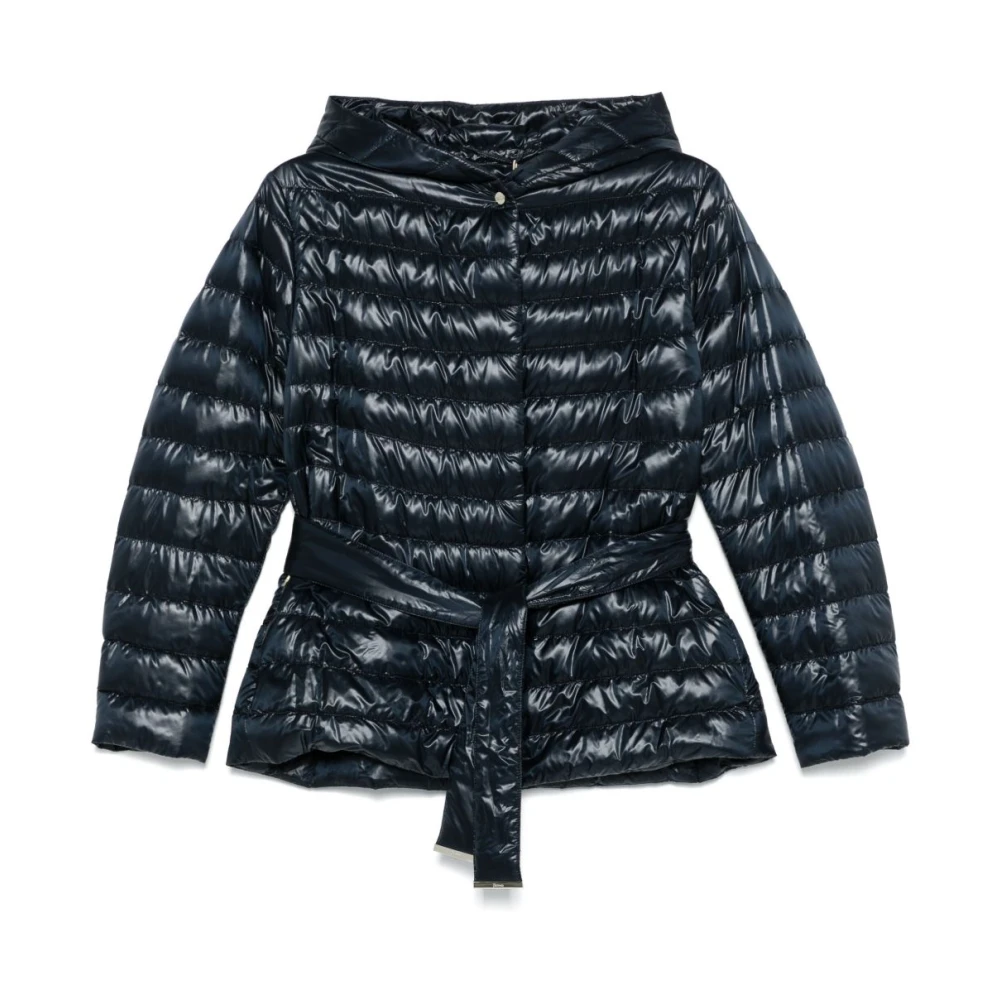 Herno Women's Blue Winter Jackets,, Quilted Hooded Coat Large
