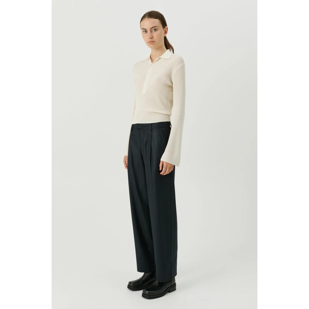 Soulland Doorschijnende Polo Jumper met Wijdvallende Mouwen White Dames