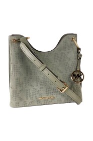Joan Large Perforated Suede Leather Slouchy Messenger Handbag (Army Green)