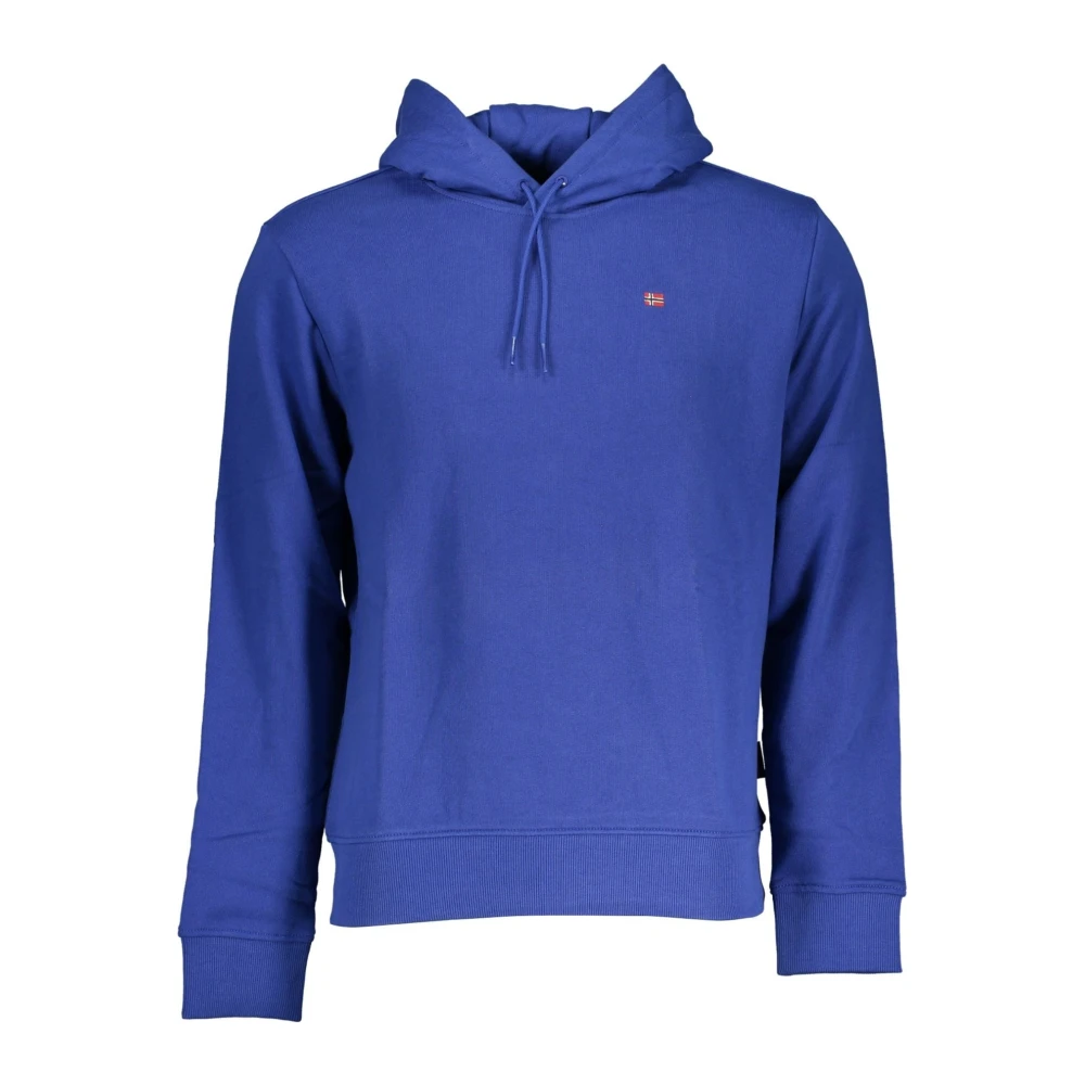 Napapijri Men's Blue Hooded Sweatshirt With Embroidery
