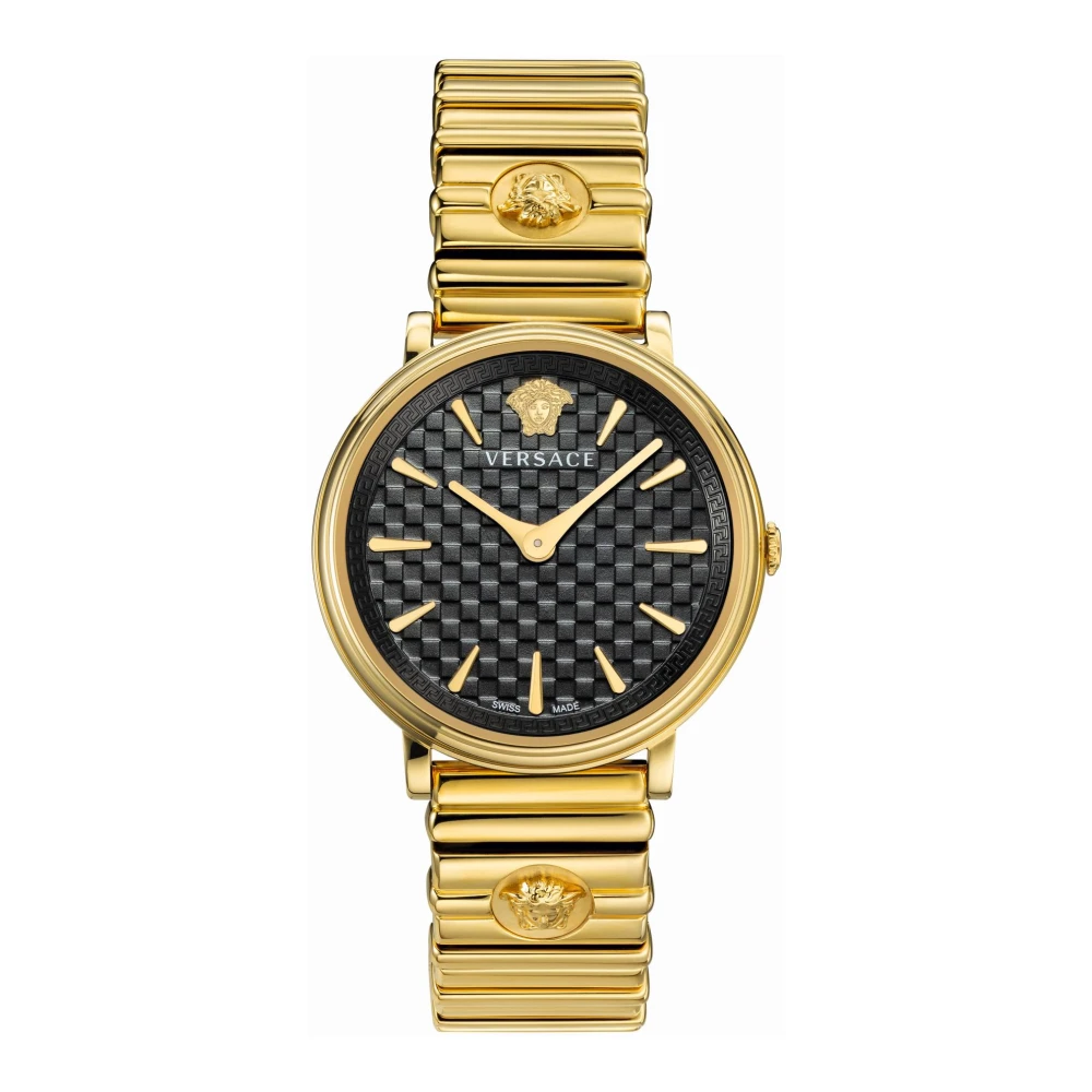 Versace Cirkel Medusa Svart Guld Klocka Yellow, Dam