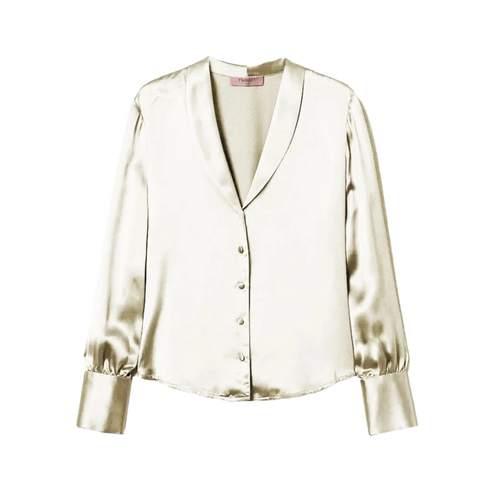 Twinset Satijnen Overhemd Beige Dames