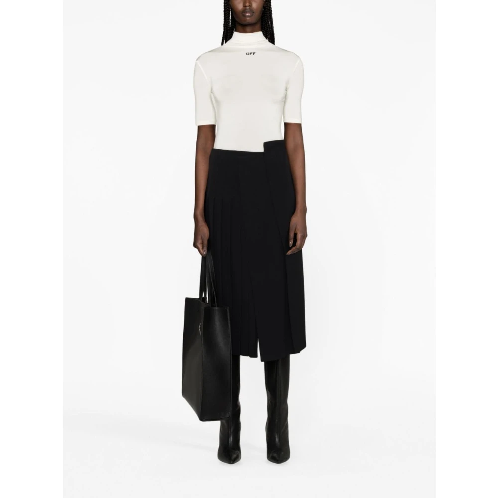 Off White Logo-Print Mock-Neck Sweater White Dames
