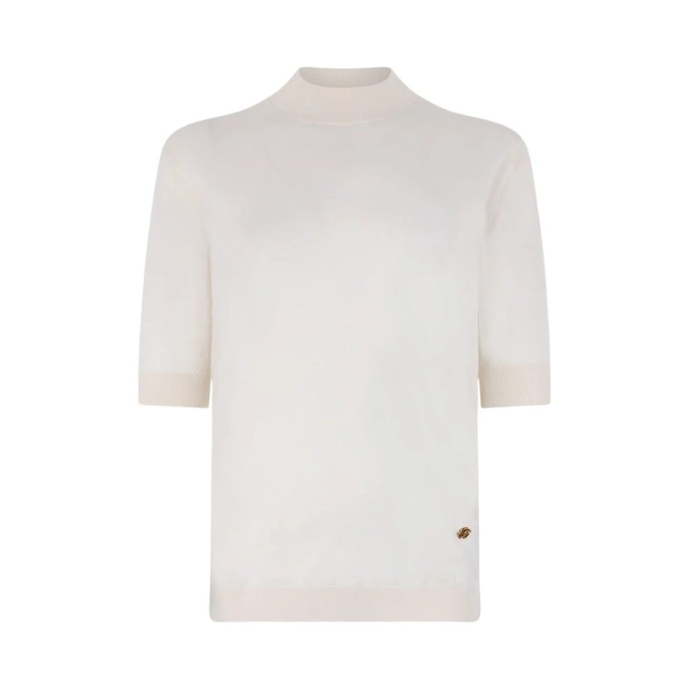 Roberto Cavalli Women's White Round-Neck Knitwear, M, Cotton Jumper