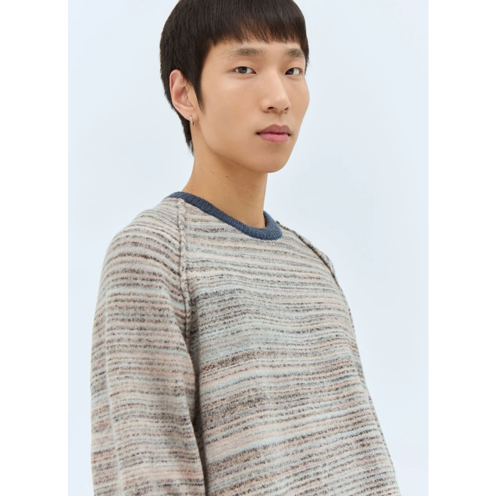 Stüssy Gestreepte Crewneck Sweater Gray Heren