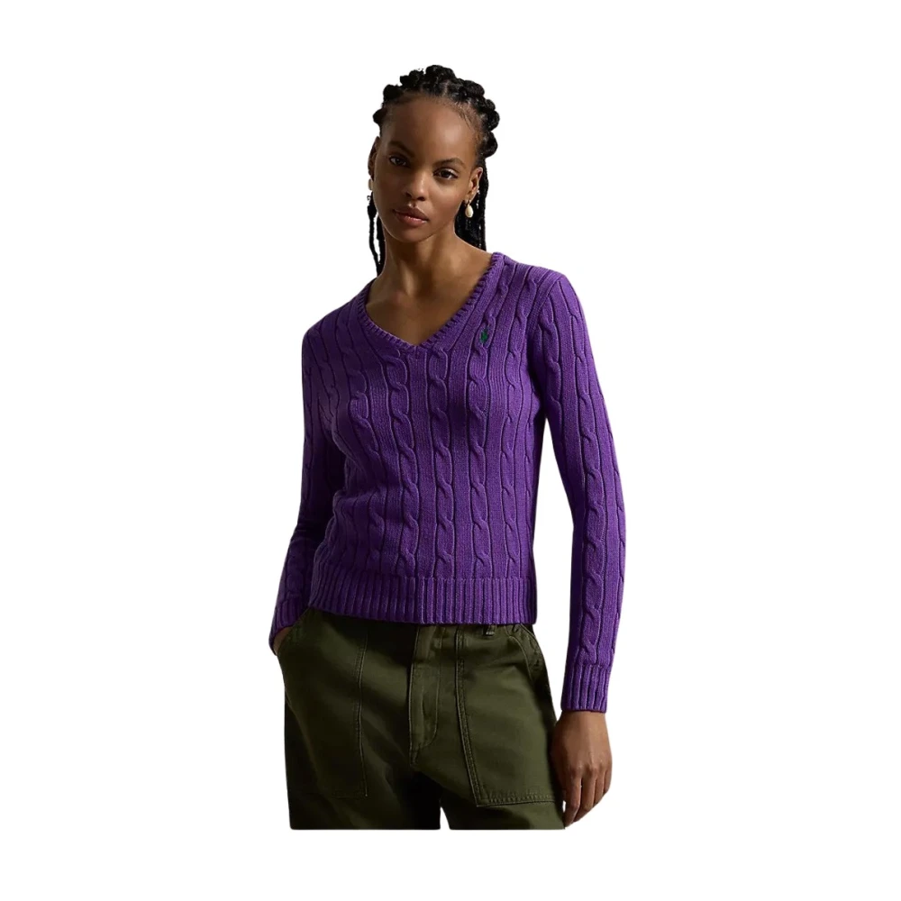 Polo Ralph Lauren Kvinno Lila Stickade Tröjor Dam, Xs, Vesta