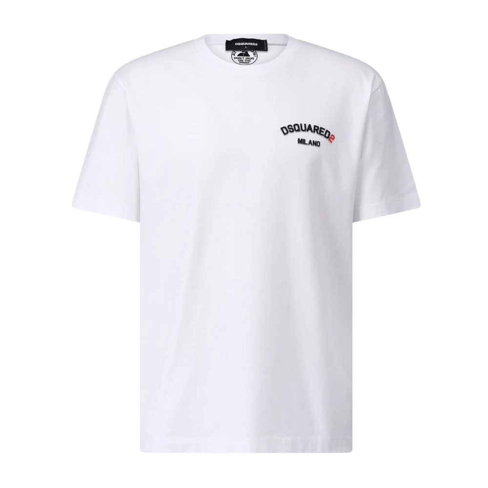 Dsquared2 Logo Print Katoenen T-Shirt White Heren