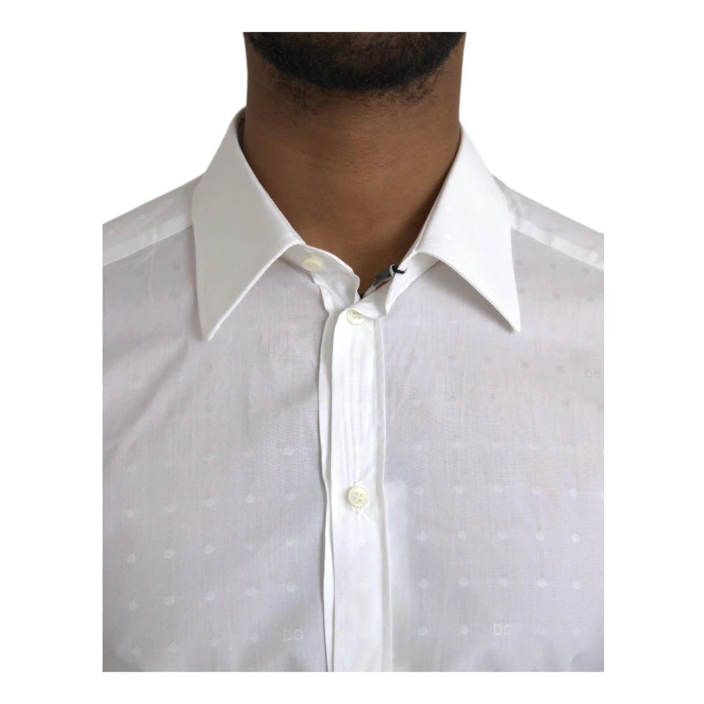 Dolce & Gabbana Wit Katoenen Overhemd Klassieke Kraag Lange Mouwen White Heren