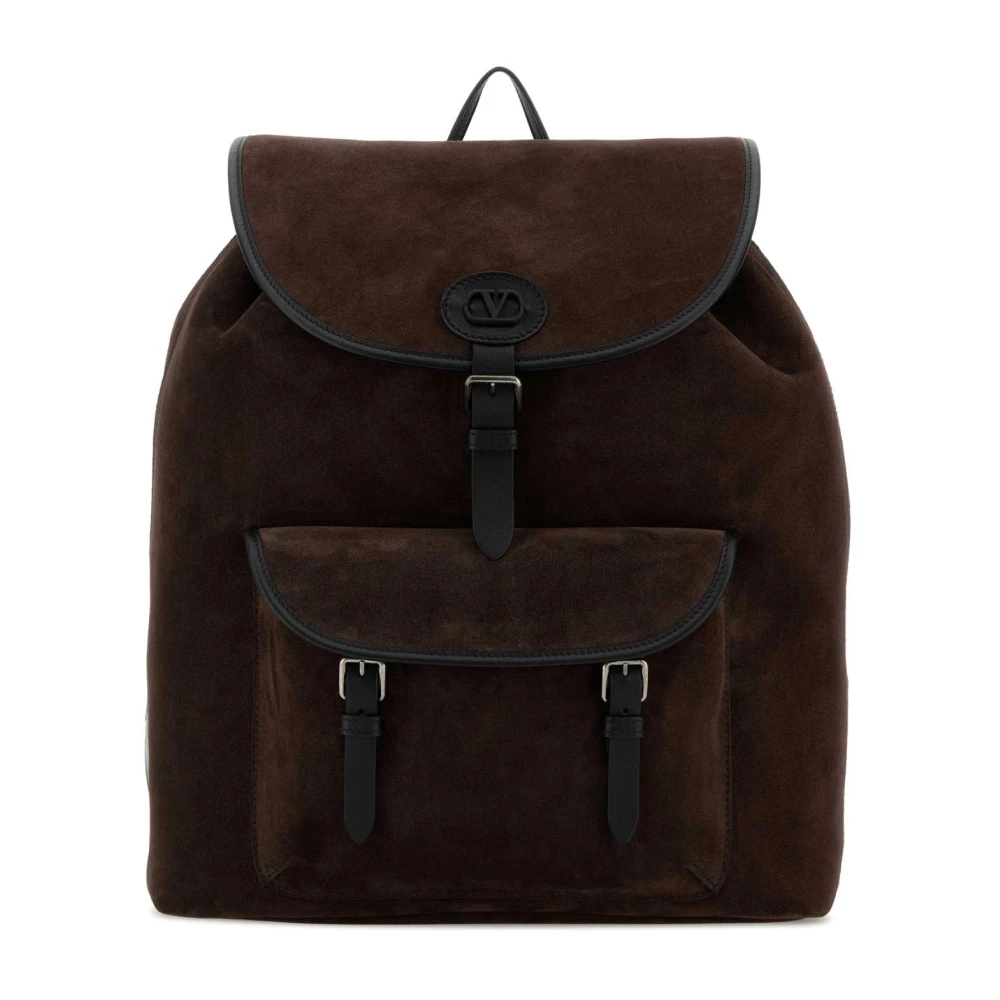Valentino Garavani Men's Brown Backpacks, One Size, Antibes Suede Backpack