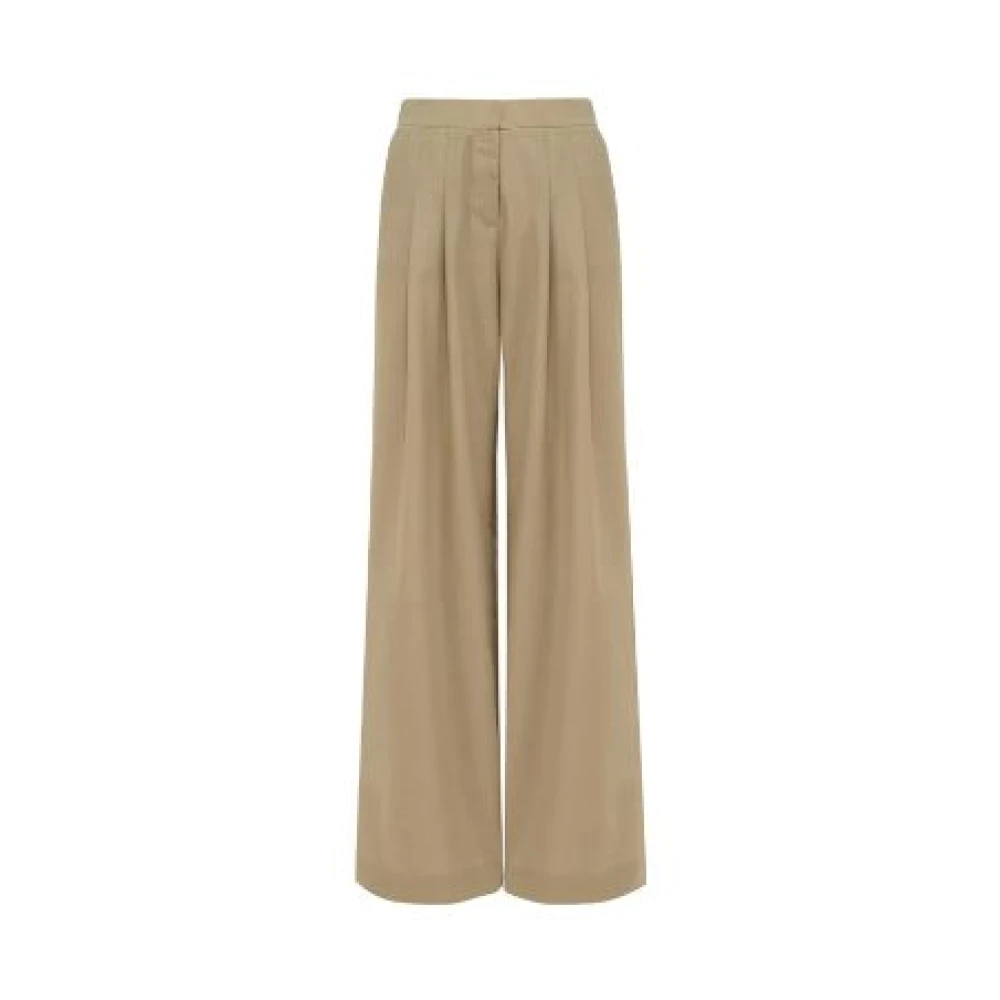 MVP wardrobe Cool Wool Palazzo Broek met Forward Darts Beige Dames
