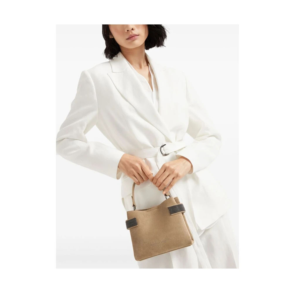BRUNELLO CUCINELLI Bruine Schoudertas met Magnetische Sluiting Brown Dames