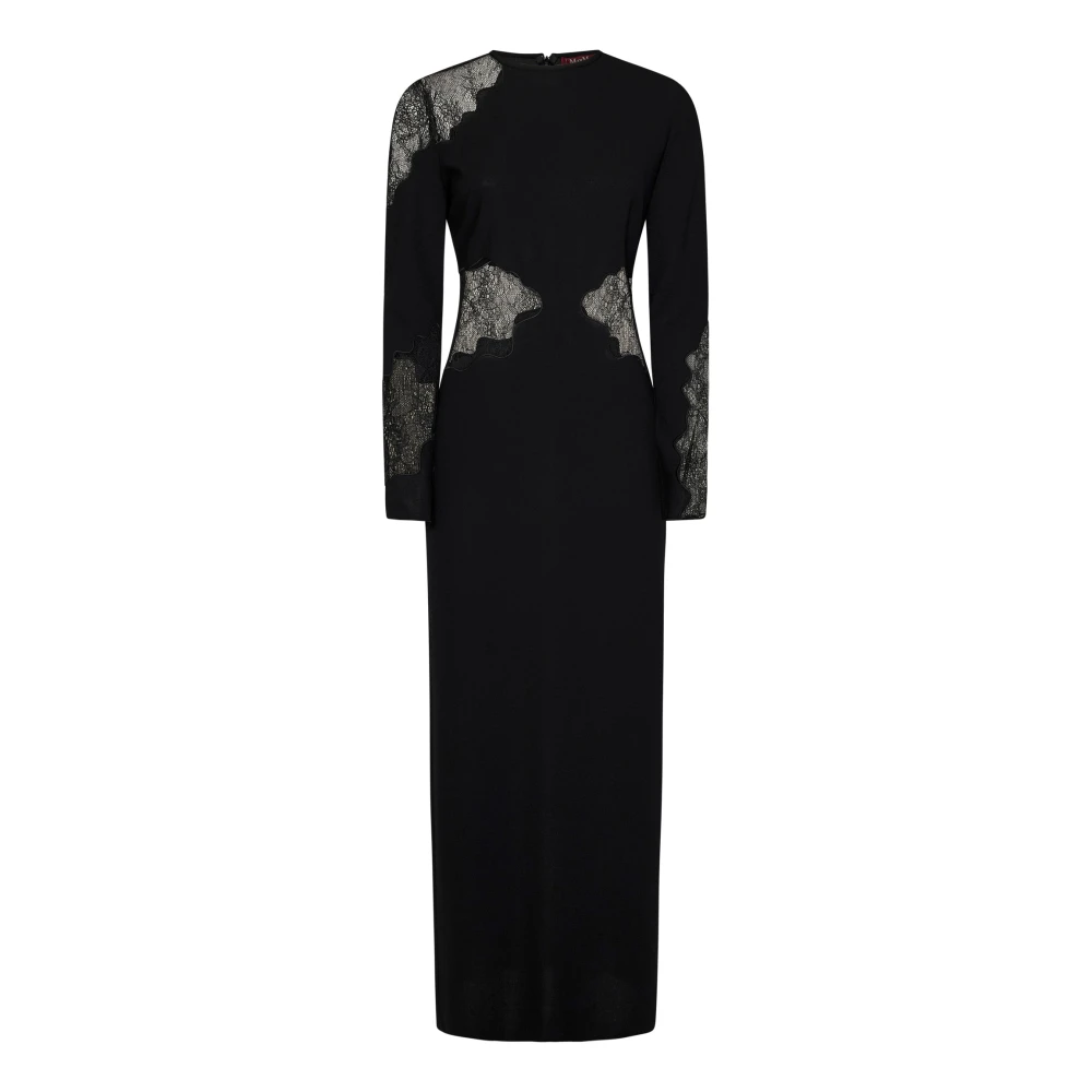 Max Mara Zwart Kant Detail Jurk Aw24 Black Dames