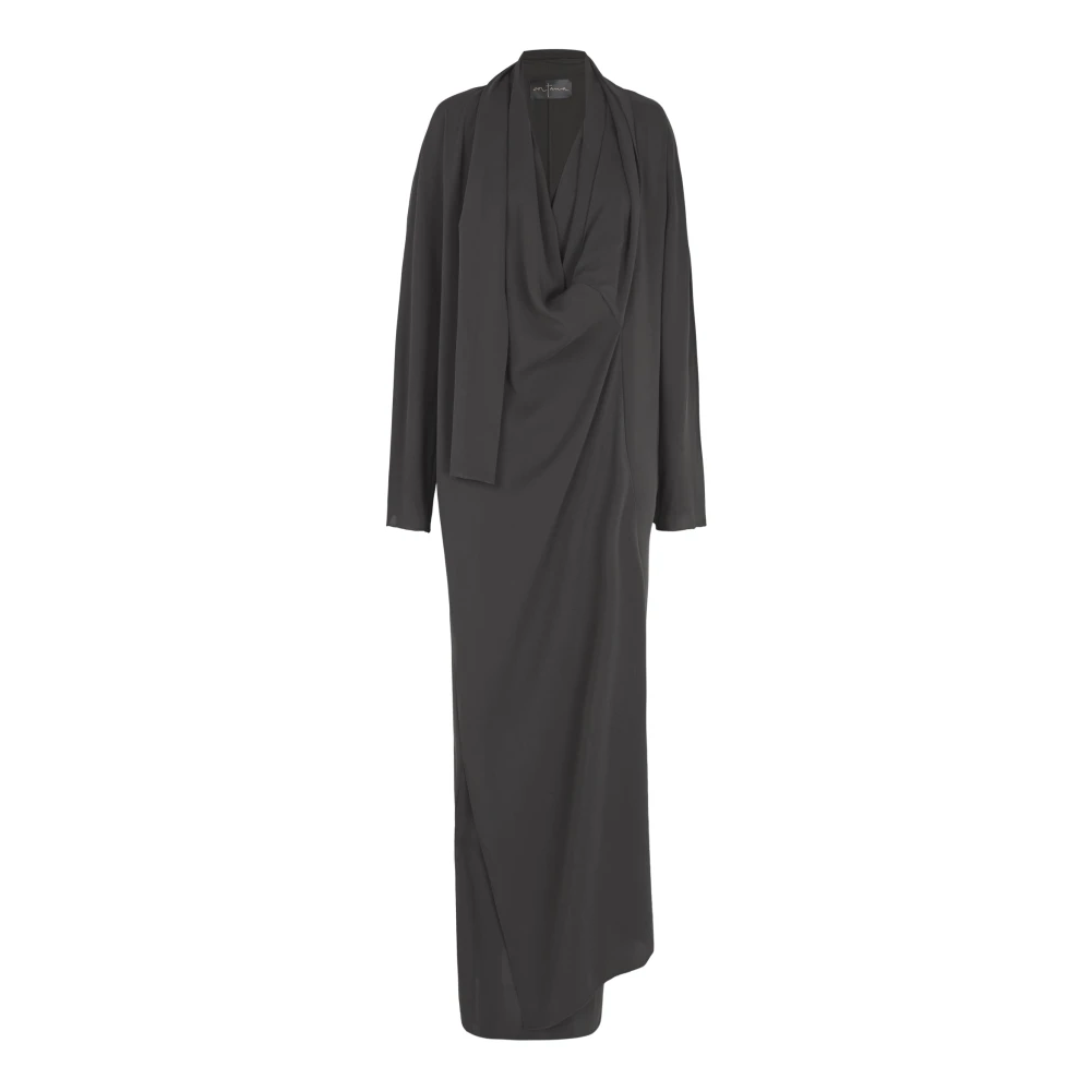 Cortana Kimono Stijl Lange Zijden Jurk Black Dames