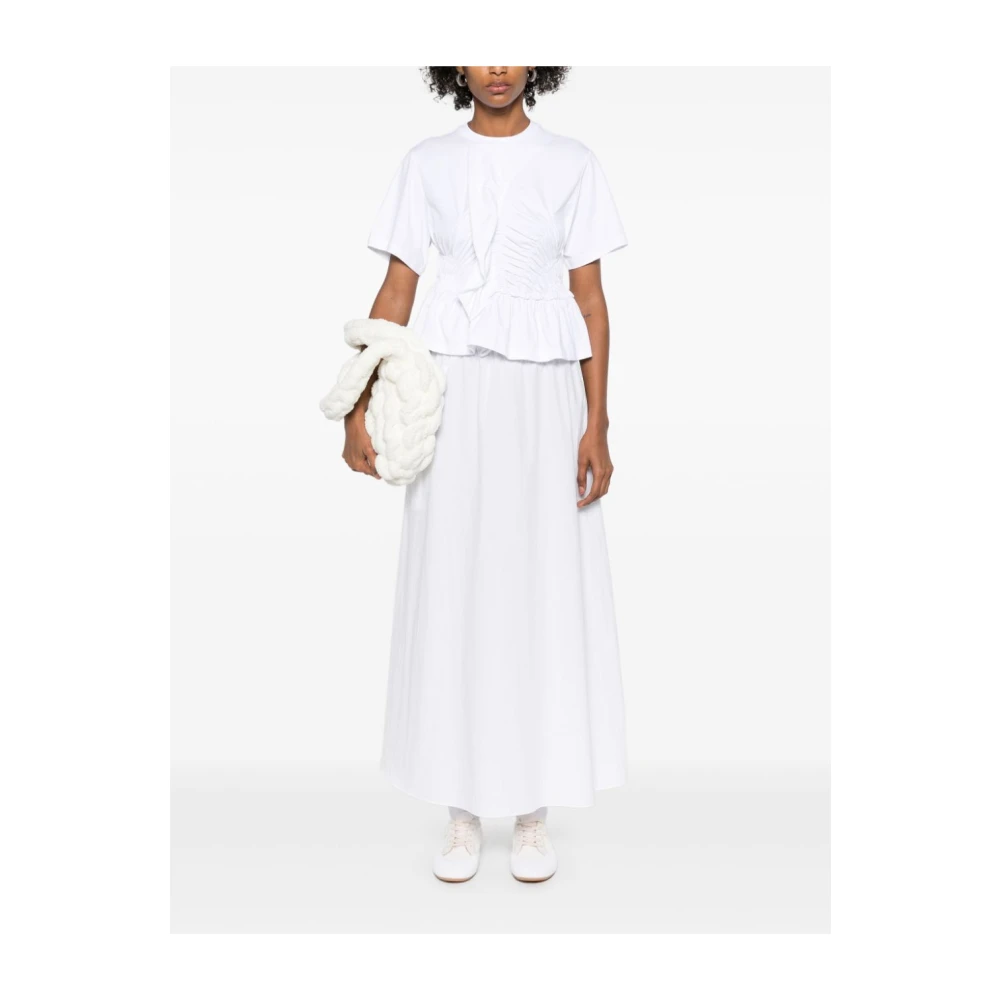 Cecilie Bahnsen Wit Jersey T-shirt met Gerimpelde Details White Dames