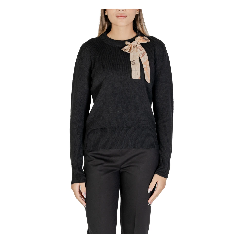 Alviero Martini 1a Classe Zwart Langemouw Gebreide Kleding Herfst Winter Black Dames