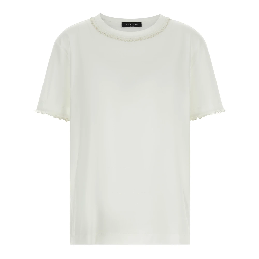 Fabiana Filippi White T-Shirts, Female, S, Embroidery T-Shirt