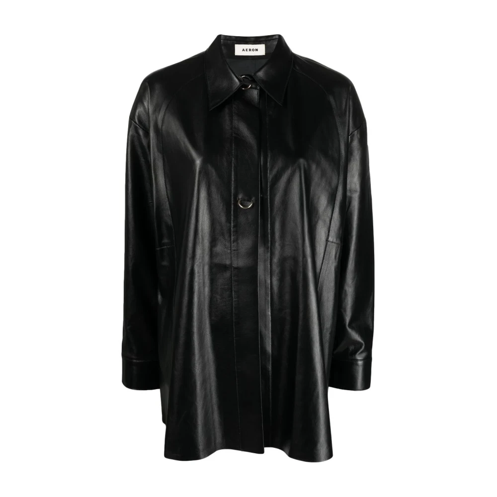Aeron Black Shirts, Female, M, Leather Long Sleeve Shirt