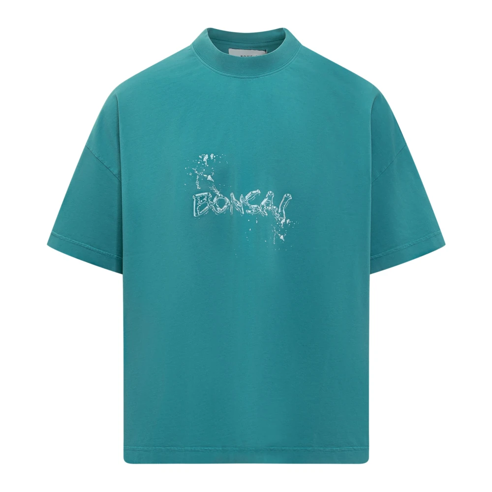 Bonsai Oversize Crew Neck T-Shirt met Print Blue Heren