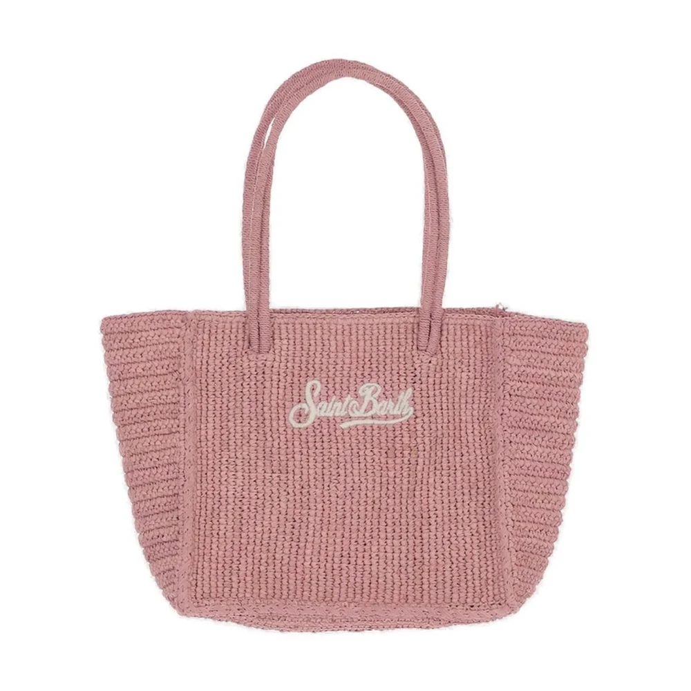 Mc2 Saint Barth Pink Shopping Bags, Female, One Size, Medium Raffia Hand Bag