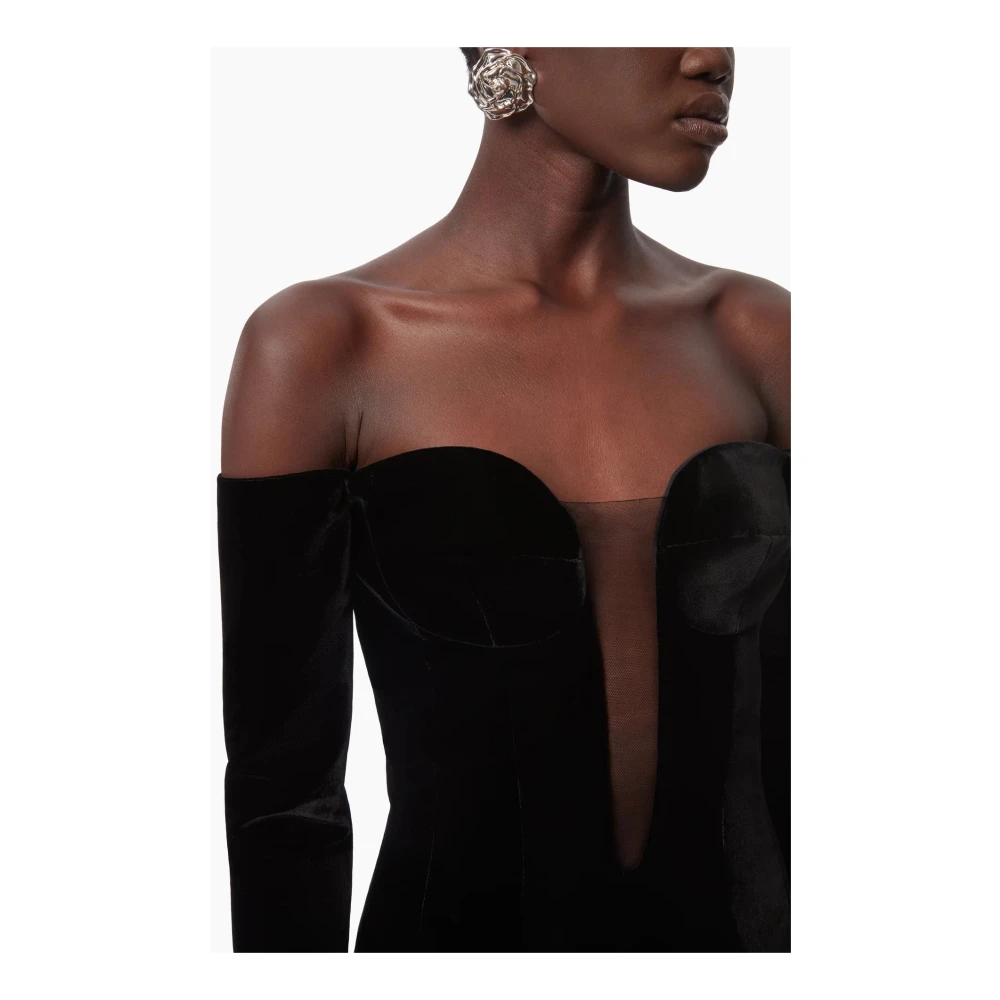 Nina Ricci Fluwelen Corsetjurk met V-Halslijn Black Dames