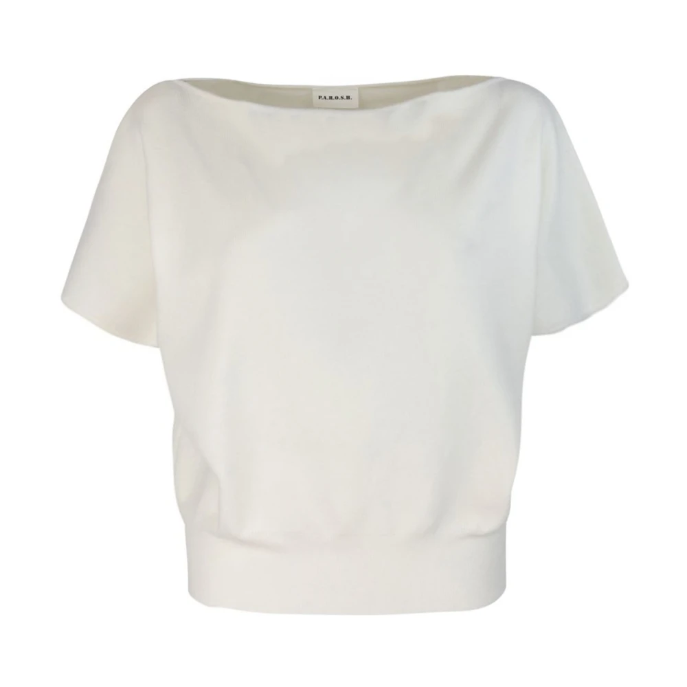 P.a.r.o.s.h. Witte Boothals Kimono Sweater White Dames