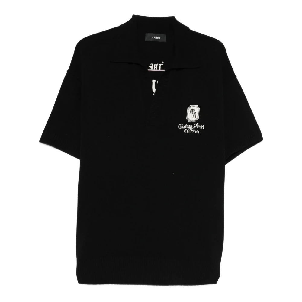Amiri Men's Black Logo-Embroidered Polo Shirt - V-Neck Knitwear - M - Knitwear