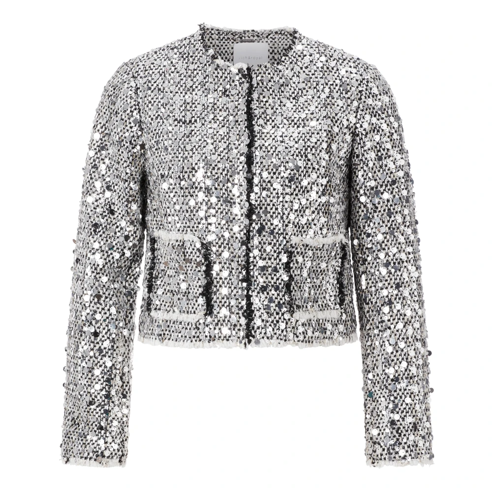 Rich & Royal Pailletten Tweed Jas Gray Dames