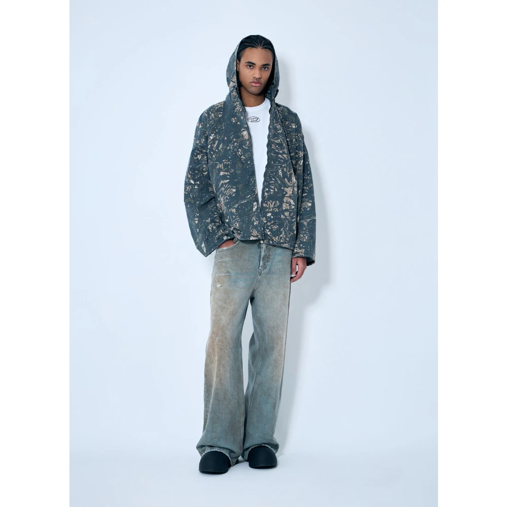 Diesel Camo hoodie met zijzakken Gray Heren