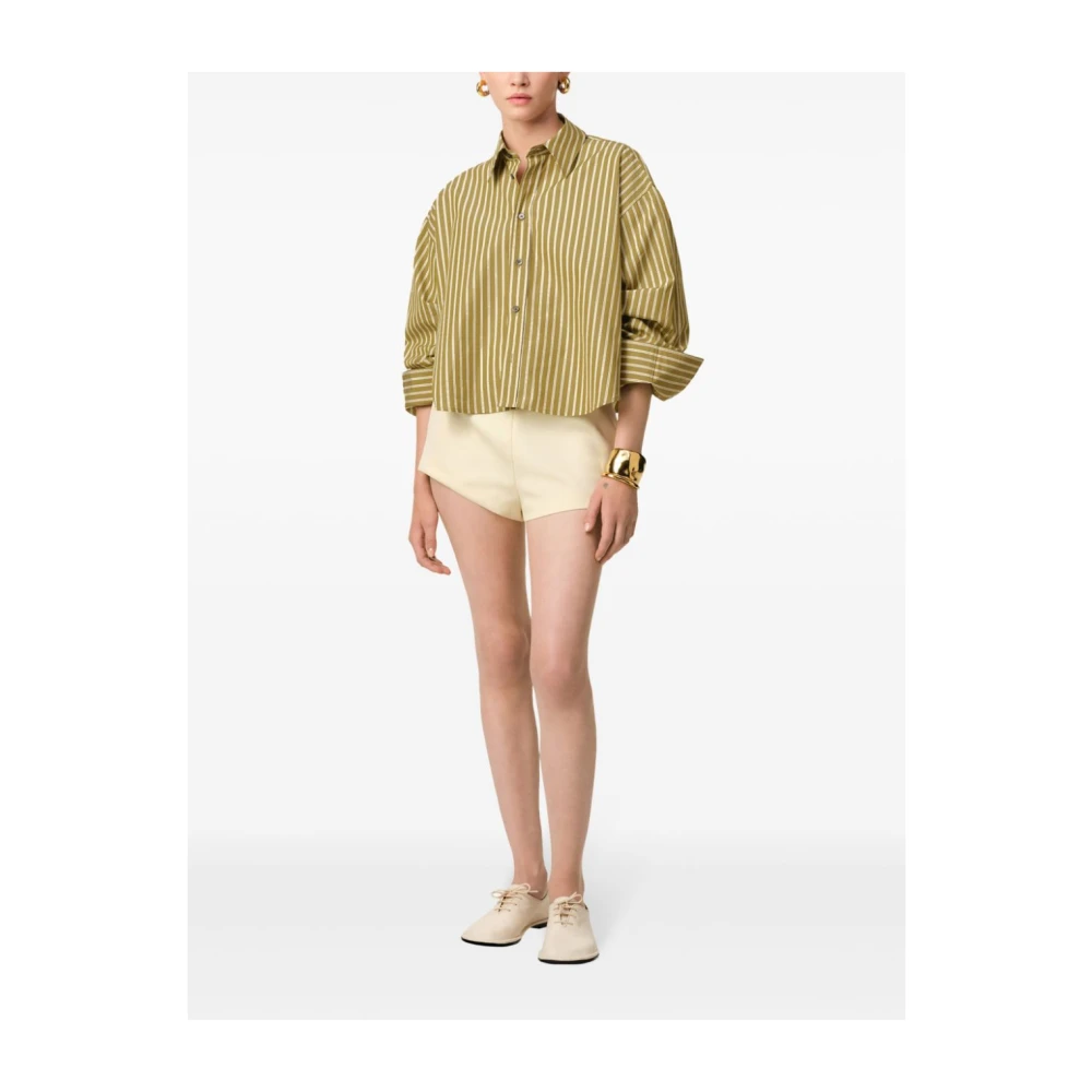 Ami Paris Bicolor Gestreepte Khaki Overhemd Green Dames