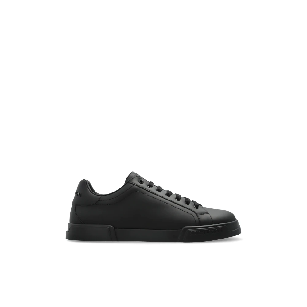 Dolce & Gabbana Mannelijk Zwart Schoenen Heren, 43 Eu, Leer, Portofino Sneakers