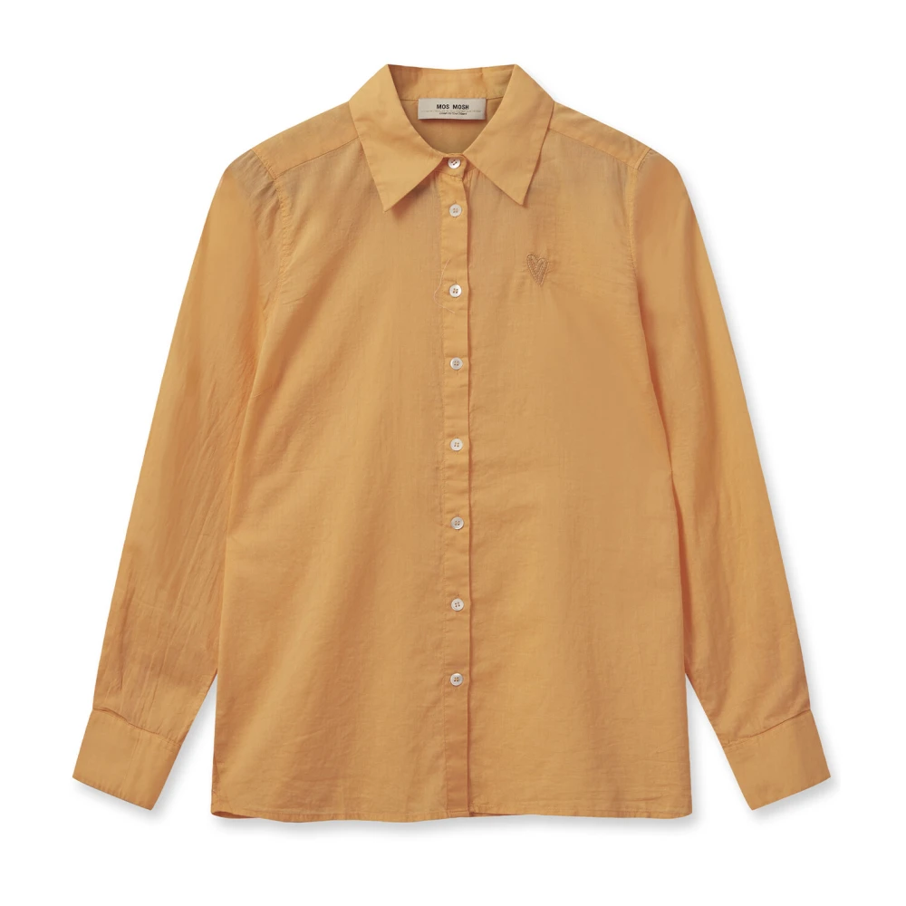 MOS MOSH Blazing Orange Voile Overhemd met Geborduurd Detail Orange Dames
