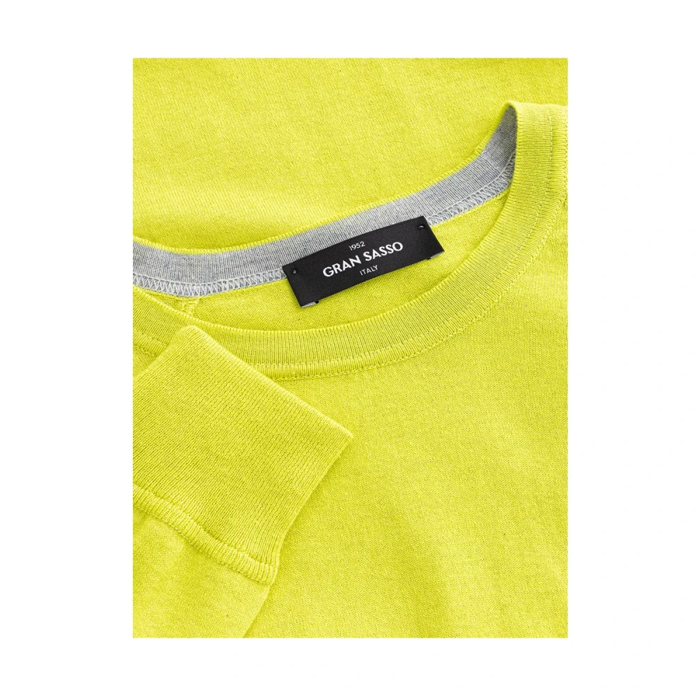 Gran Sasso Gele Katoenen Pullover Yellow Heren