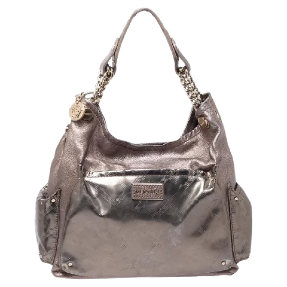 Versace Pre-owned Leather shoulder-bags Gray Dames