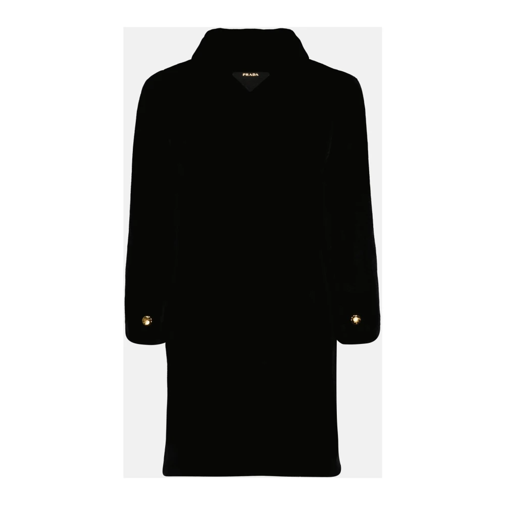 Prada Nep Bont Jas Lente-Zomer 2025 Black Dames