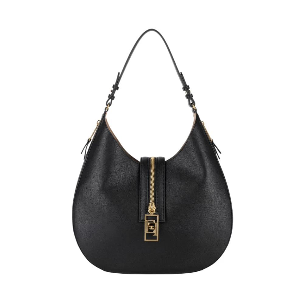 Elisabetta Franchi Stijlvolle Leren Tas voor Vrouwen Black Dames
