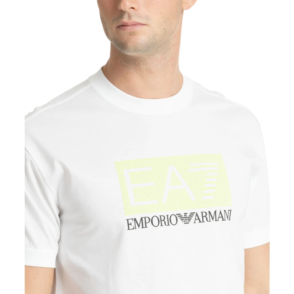 Emporio Armani EA7 Gestreept Logo T-shirt White Heren