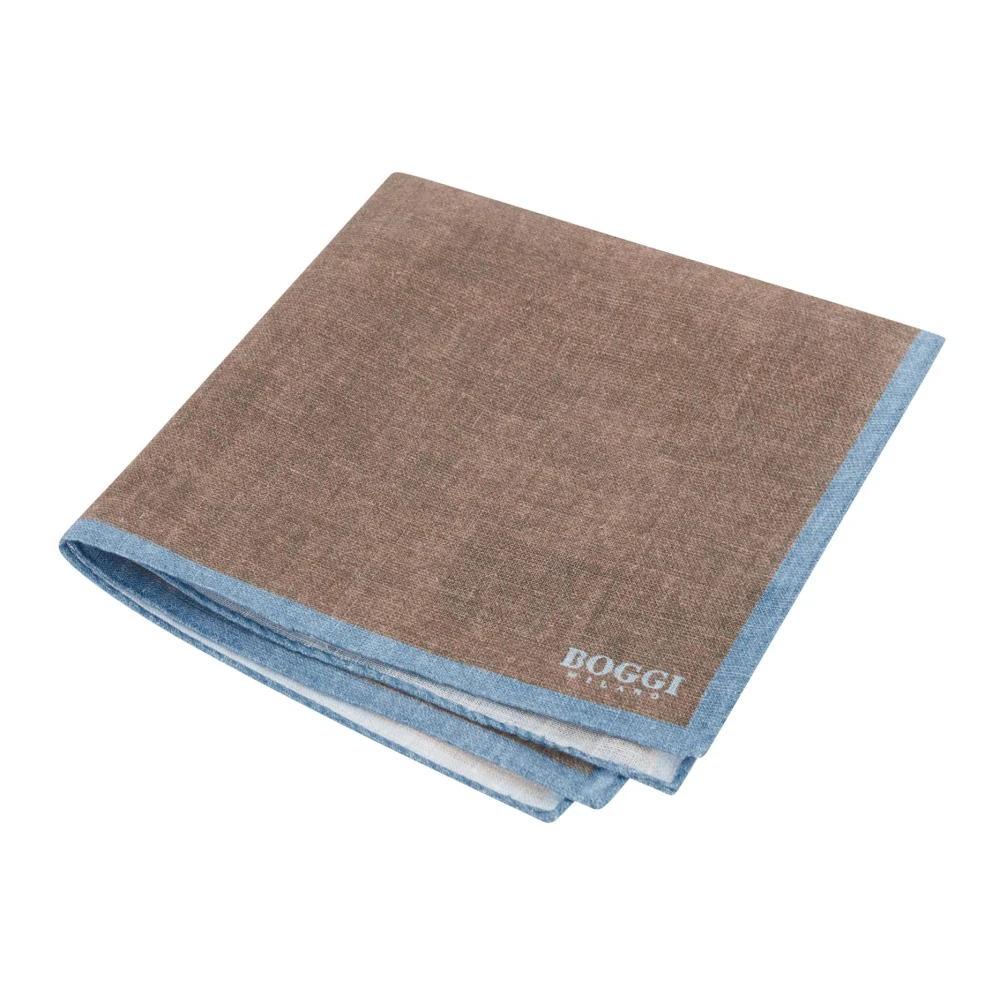 Boggi Milano Linnen Zakdoek Met Contrasterende Rand Brown Heren