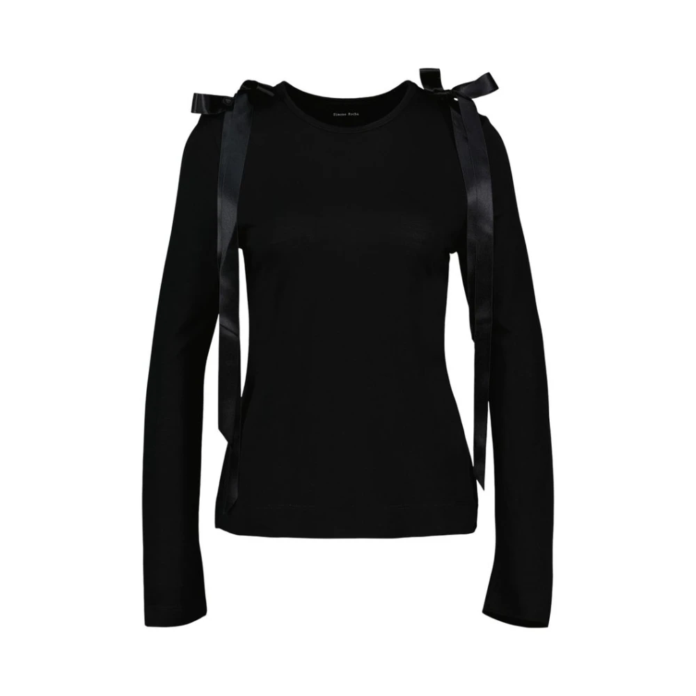 Simone Rocha Black Long Sleeve T-Shirts, Female, S, Bow Ribbon Tail Long Sleeve T-Shirt