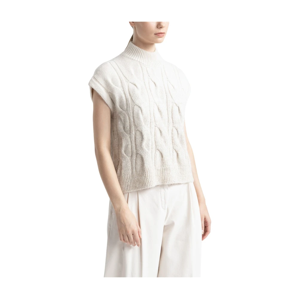 PESERICO Wol en alpaca garen trui met lurex en micro-pailletten Beige Dames